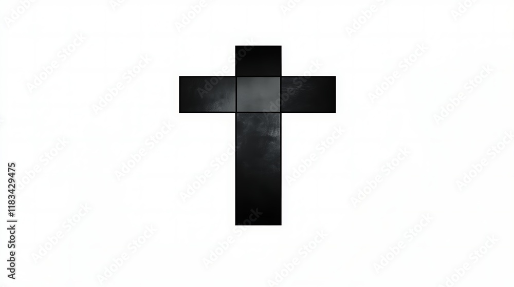 Fototapeta premium A Dark Textured Cross Against White Background
