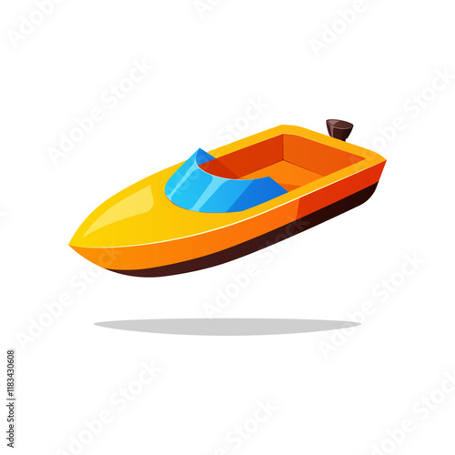 Yellow speedboat vector isolated on white background.