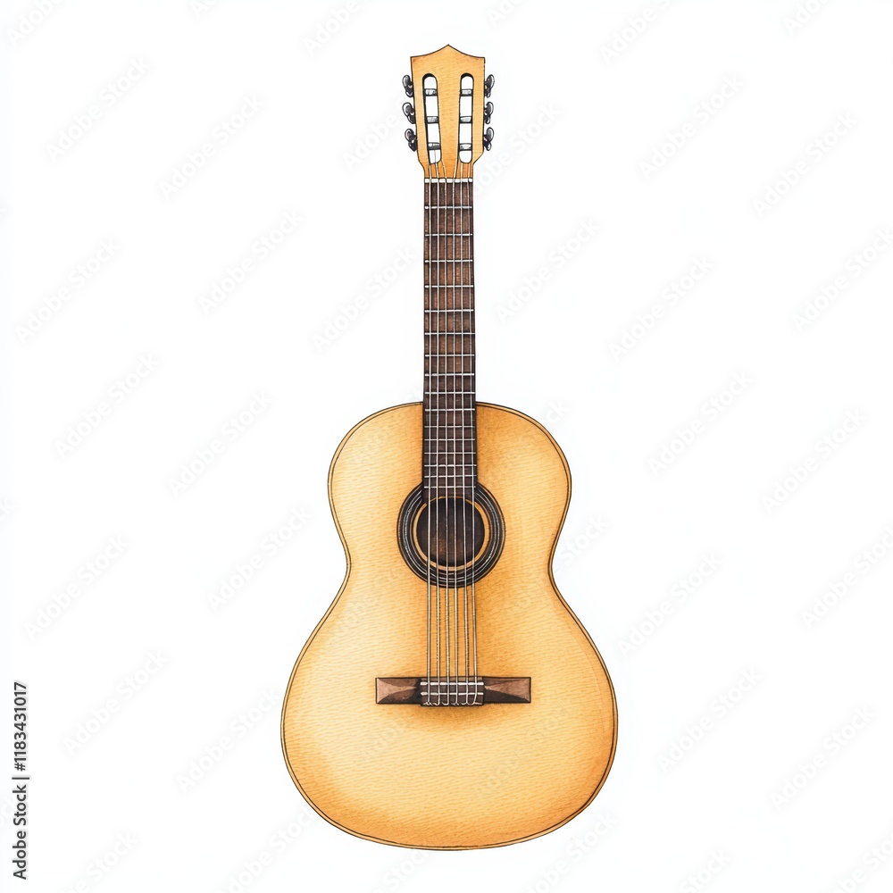 Fototapeta premium Classic Acoustic Guitar with Natural Wood Finish and Simple Design