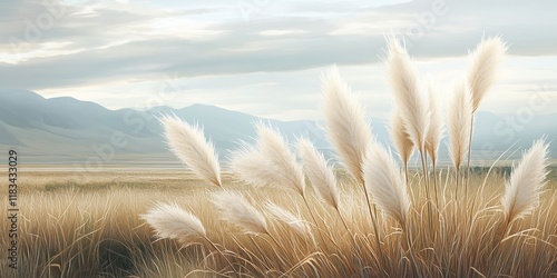A stunning portrayal of silver grass showcases the delicate beauty of pampas grass, highlighting its elegant form and texture in a captivating natural setting. Perfect for nature enthusiasts.