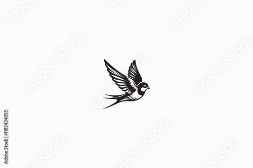 A Barn Swallow bird vector silhouette image made by adobe illustrator..eps