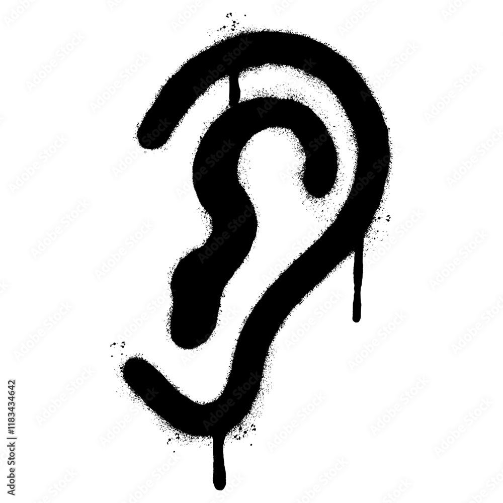 Spray Painted Graffiti ear icon isolated on white background. vector illustration. Spray Painted Graffiti ear icon isolated on white background. vector illustration.