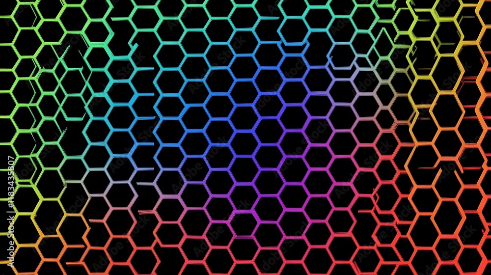 Abstract Rainbow Hexagon Pattern Background Design Abstract Rainbow Hexagon Pattern Background Design