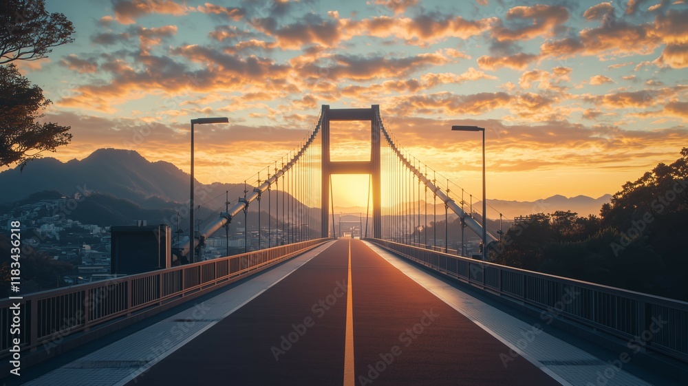 Fototapeta premium 日の出前のきれいな空と橋