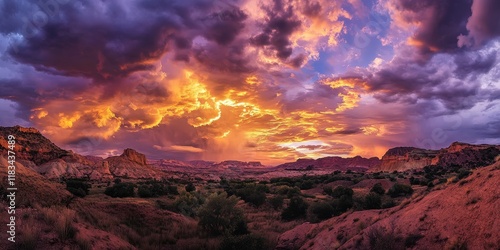 Stunning twilight sky showcasing vivid colors and dramatic cloud formations, creating a beautiful sky that captivates the imagination and inspires awe during the enchanting twilight time. photo