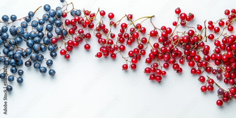 Obraz premium Vibrant and beautiful berries showcased against a pristine white background, highlighting the rich colors and textures of these beautiful berries, perfect for various creative projects.