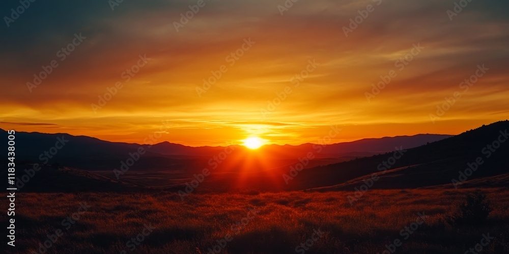 Obraz premium Breathtaking sunset in a national park, showcasing the vibrant colors of a sunset that capture the essence of nature s beauty during evening hours in a serene national park setting.