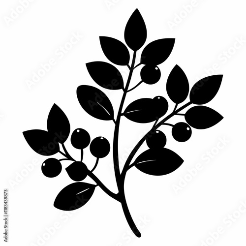 Black Barberry Silhouette - Crisp Vector Illustration