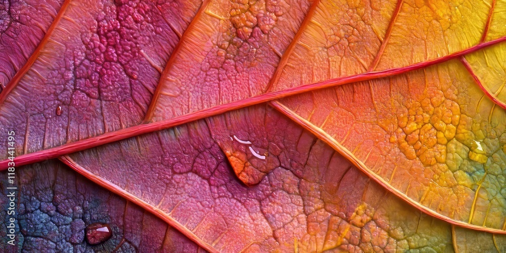 Fototapeta premium Vibrant close up of a colorful maple leaf showcasing its intricate details a stunning depiction of the beauty and variety found in colorful maple leaves. Perfect for nature lovers.