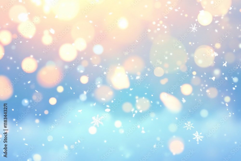 Abstract winter background with bokeh lights and snowflakes. Abstract winter background with bokeh lights and snowflakes.