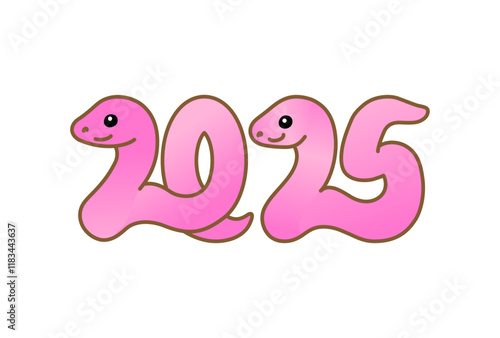 西暦2025年の巳年の蛇のカラーイラスト
