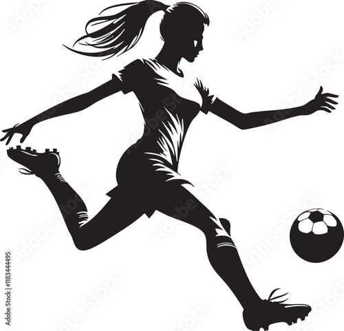 Woman Soccer Player Silhouette Vector Image
