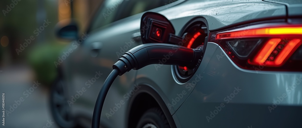 Close-up of electric vehicle charging port, showcasing eco-friendly transportation technology. Close-up of electric vehicle charging port, showcasing eco-friendly transportation technology.