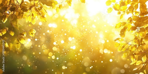 Golden Aura Captivating Sunlit Leave Shimmering Bokeh Effect photo