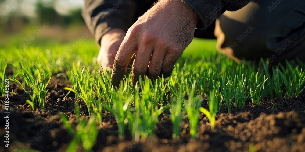 The farmer carefully sows lawn grass, focusing on the process of planting. Lawn grass thrives in nature, reflecting the farmer s dedication to cultivating vibrant lawn grass. The farmer carefully sows lawn grass, focusing on the process of planting. Lawn grass thrives in nature, reflecting the farmer s dedication to cultivating vibrant lawn grass.