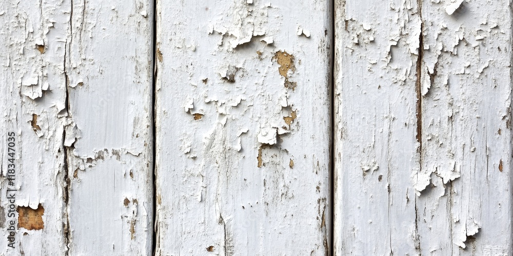 Worn, white wooden backdrop featuring peeling paint, exhibiting signs of age and deterioration. This weathered surface showcases its textured character and history. Worn, white wooden backdrop featuring peeling paint, exhibiting signs of age and deterioration. This weathered surface showcases its textured character and history.