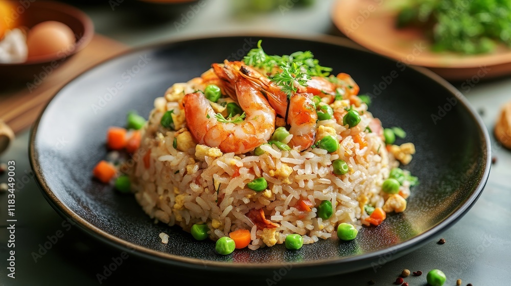 A delicious plate of special fried rice showcasing vibrant flavors, perfect for those who enjoy oriental food. Experience the delightful taste of special fried rice in every bite. A delicious plate of special fried rice showcasing vibrant flavors, perfect for those who enjoy oriental food. Experience the delightful taste of special fried rice in every bite.