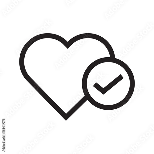 Checkmark inside a heart shape, symbolizing approval, love, or affirmation.