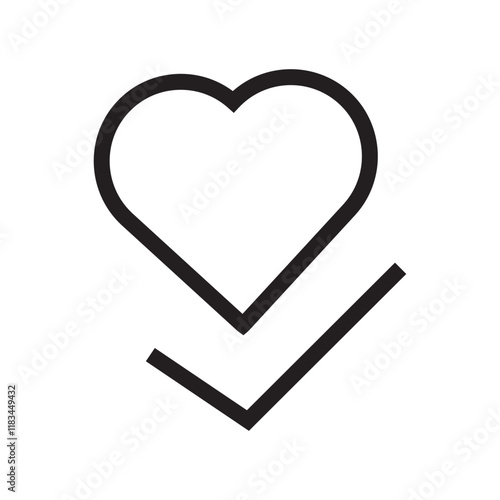 Checkmark inside a heart shape, symbolizing approval, love, or affirmation.