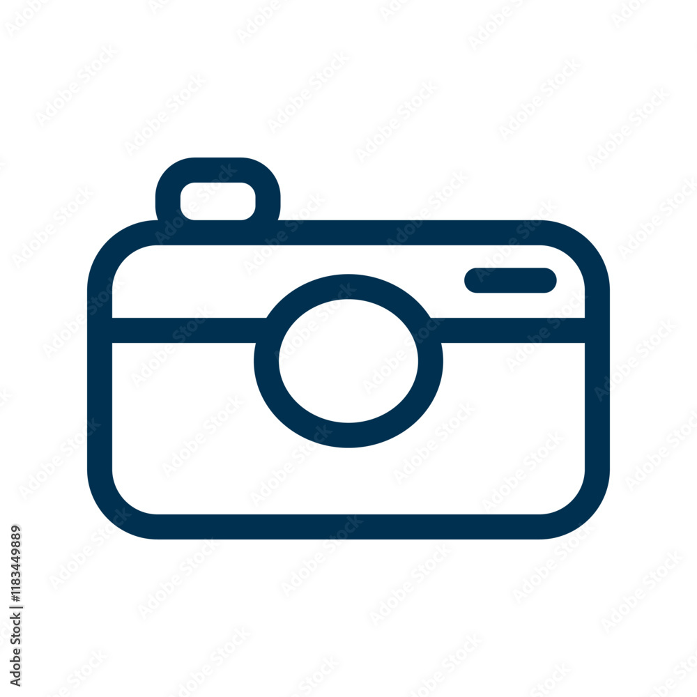 Camera with a lens, shutter button, and body, symbolizing photography and image capturing. Camera with a lens, shutter button, and body, symbolizing photography and image capturing.