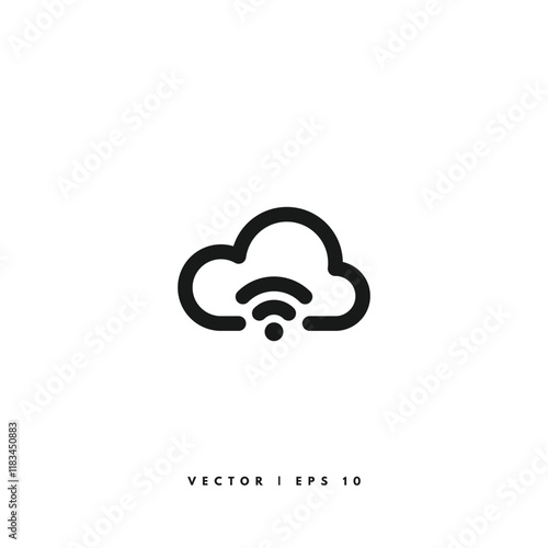 Cloud Wifi Icon. Editable Stroke