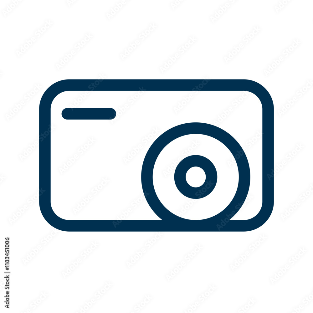 Camera with a lens, shutter button, and body, symbolizing photography and image capturing. Camera with a lens, shutter button, and body, symbolizing photography and image capturing.