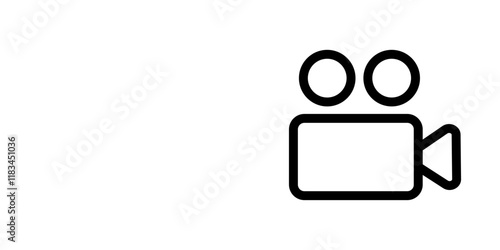 Video camera with lens, microphone, and recording indicator, symbolizing filmmaking, recording, and media production.