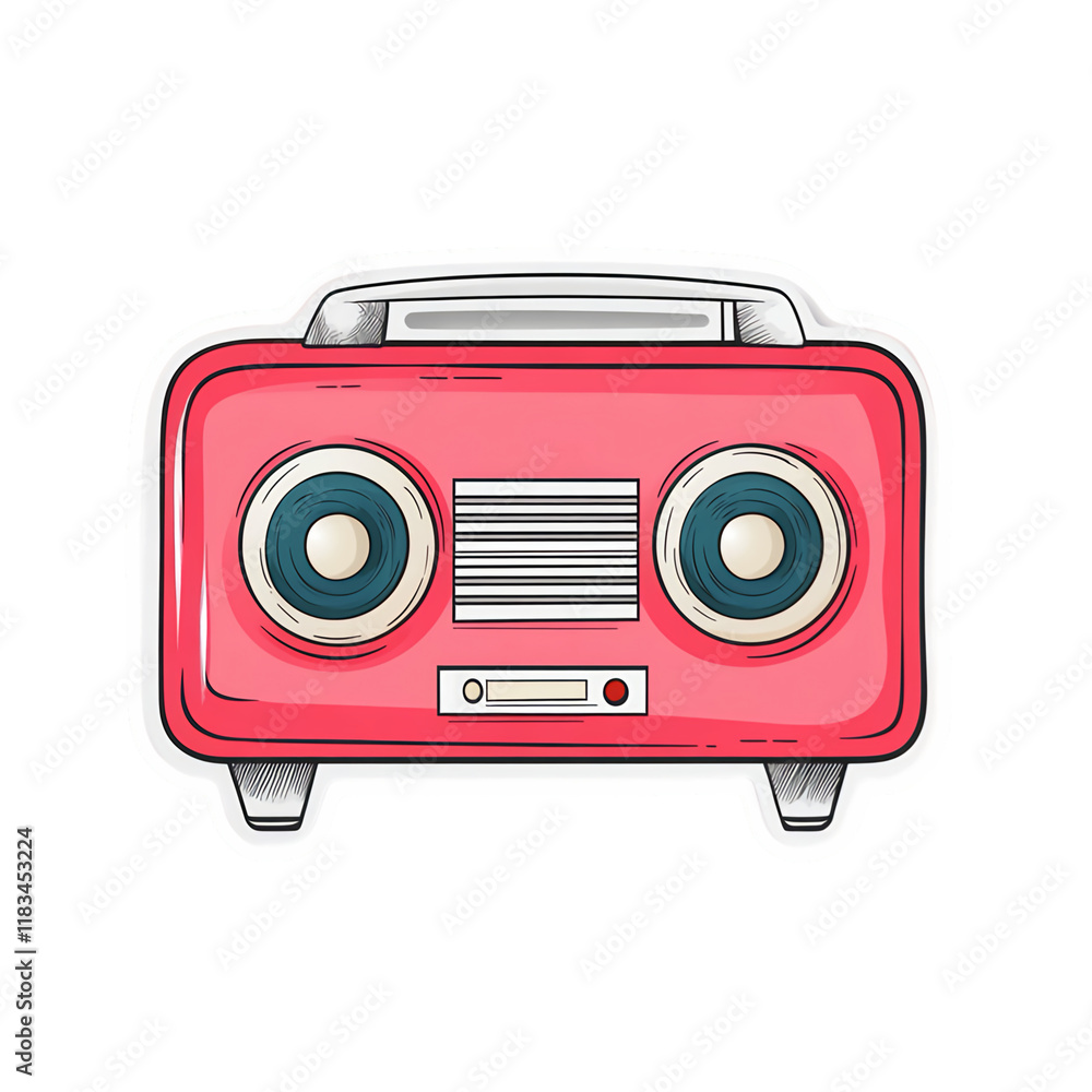 Retro sticker red radio Retro sticker red radio