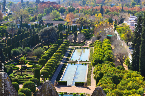 View of the garden of the Alcazar de los Reyes Cristianos in Cordoba. photo