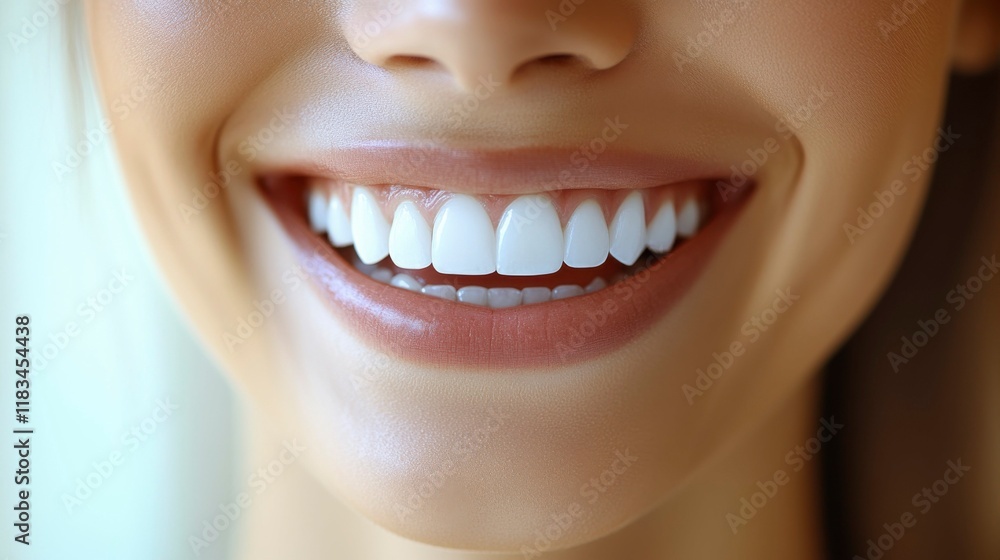 Obraz premium Close-up of a bright, happy face with a genuine smile, radiating warmth and positivity, set against a soft, neutral background that emphasizes the joyful expression.