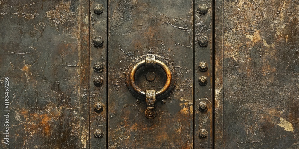 Fototapeta premium A hermetic door representative of unique designs found in bunkers, showcasing the intriguing features of a hermetic door often seen in historical contexts.