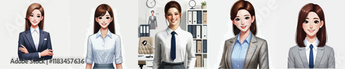 vector collection of beautiful female office worker characters