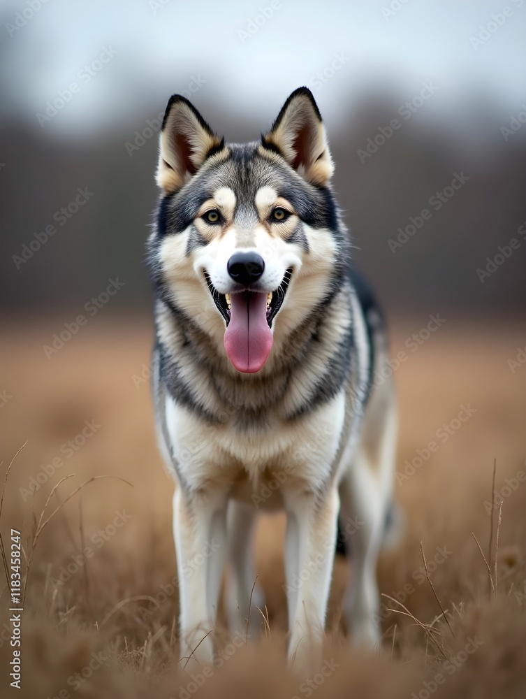 Pictures of grey wolf dog,russian hunting dog , west siberian laika posing in fields Pictures of grey wolf dog,russian hunting dog , west siberian laika posing in fields
