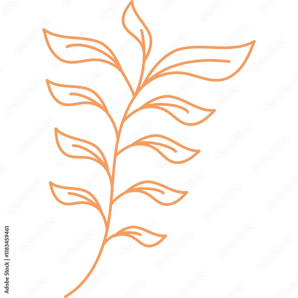 Naklejka premium Hand Drawn Aesthetic Leaves