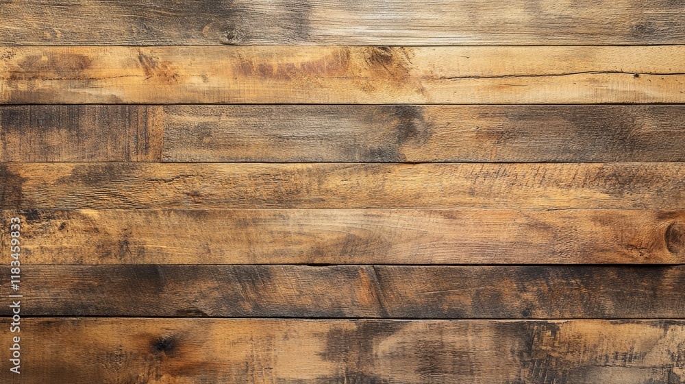 Naklejka premium Horizontal wood plank texture showcasing natural patterns and grains. This wood plank texture serves as a versatile backdrop for various design projects. Ideal for highlighting wood plank texture in