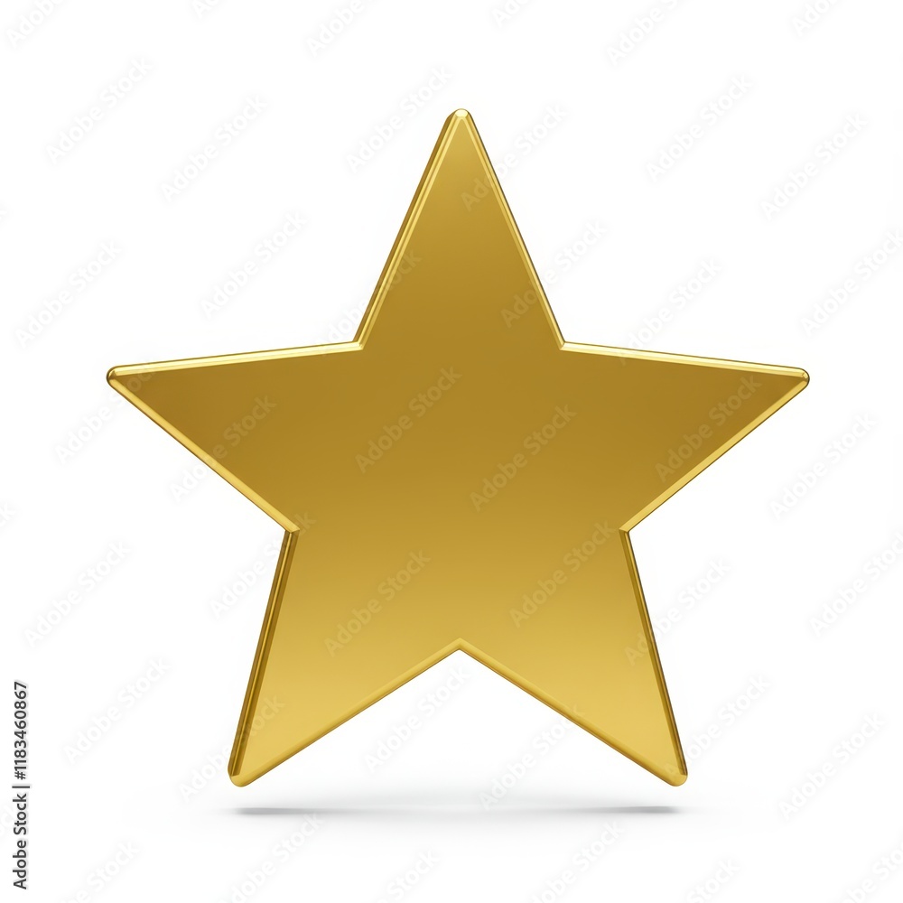 A 3D gold star icon isolated on white background A 3D gold star icon isolated on white background
