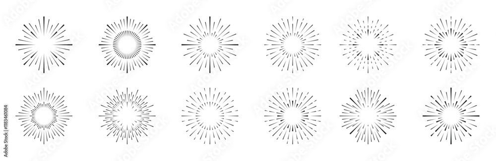 Fototapeta premium hand drawn sunbursts collection