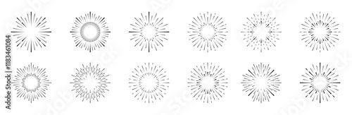 hand drawn sunbursts collection