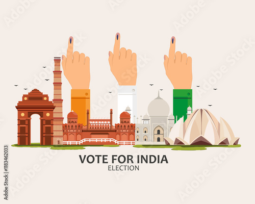 Indian people Hand with voting sign showing vote for india january 25 india national voters day