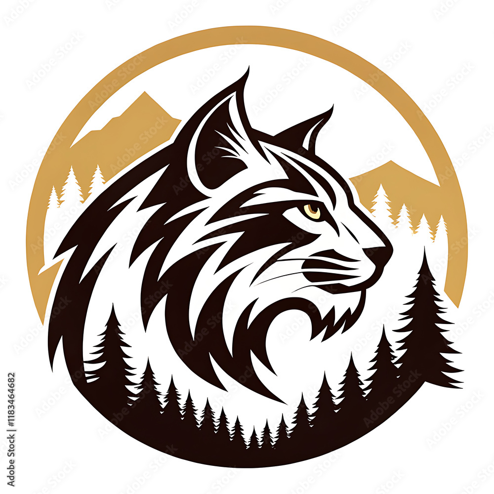 Obraz premium Wildcat head silhouette vector illustration, logo type