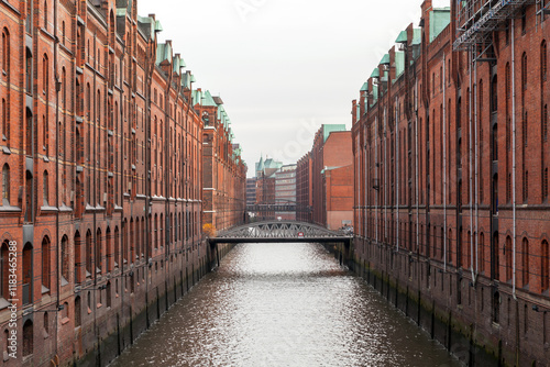 Perspective view of Brooksfleet. The Speicherstadt, Hamburg photo