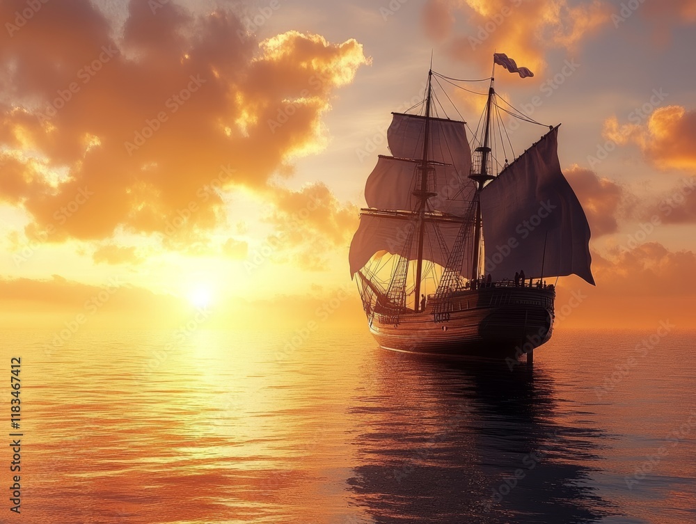 Obraz premium Sailing into the Sunset - ai