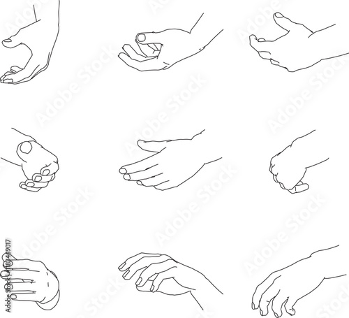 様々な角度から見た左手のイラスト素材1