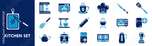 Kitchen Set icon collection set. Containing design kitchen, food, white, isolated, set, cooking