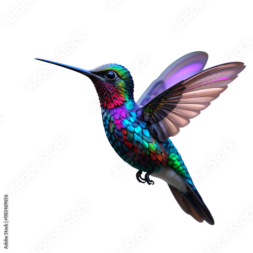 colorful hummingbird isolated on transparent background. generative ai photo