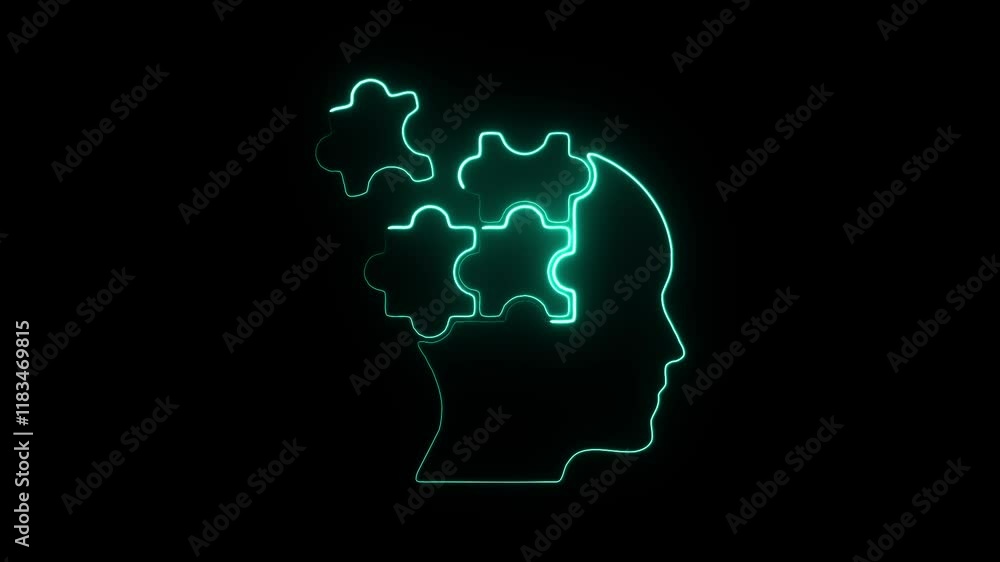 Glowing Neon Autism Icon Animation on Black Background, HD Motion Graphic Representing Neurodiversity and Awareness Symbol Glowing Neon Autism Icon Animation on Black Background, HD Motion Graphic Representing Neurodiversity and Awareness Symbol