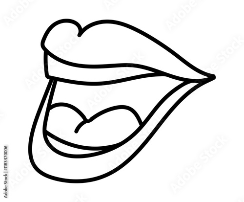 Open mouth.Talking mouth set.  Smile from ear to ear. Flat line vector illustration, eps 10