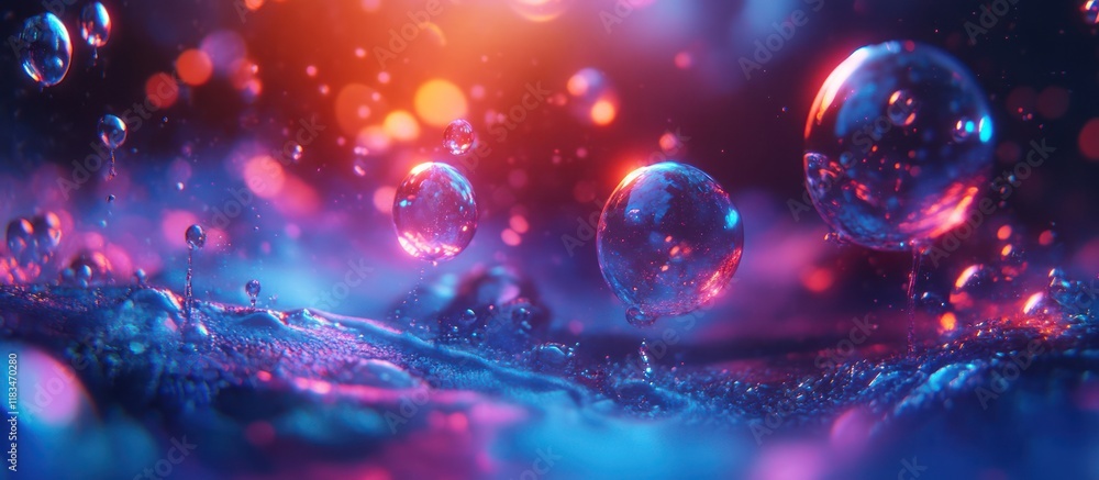 Neon Liquid Drops Bokeh Background Neon Liquid Drops Bokeh Background