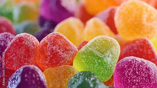 Close-up of colorful sugar gummy candies photo