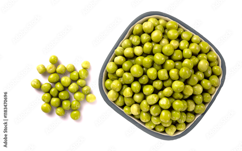 Marinated green peas in bowl isolated on white background. Marinated green peas in bowl isolated on white background.